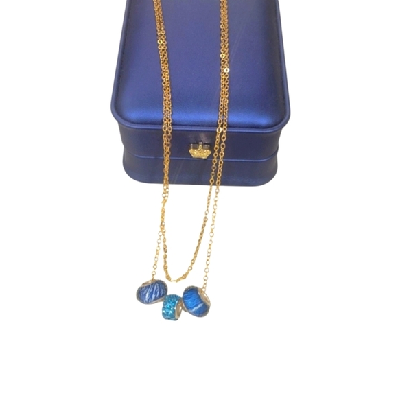 Gold and Blue Pendant Necklace - Picture 1 of 2